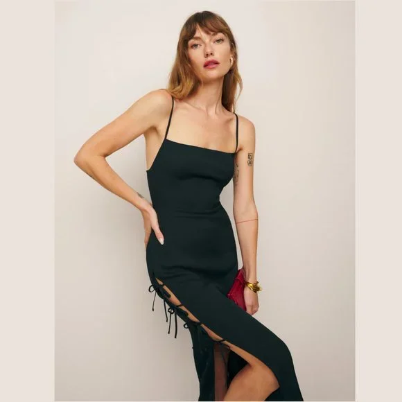 derek heart black dress REFORMATION Size S Black Sheer Crew-Neck Dress Top – Sui Generis Designer  Consignment main image 1